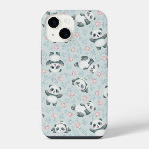 Funda Para iPhone 14 Patrón continuo de patas de panda y bambú adorable