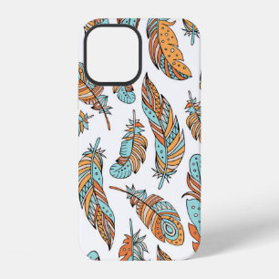 Funda Para iPhone 12 Patrón continuo de plumas decorativas. Dibujo a ma