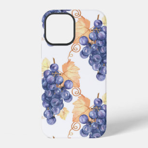 Funda Para iPhone 12 Patrón continuo de uvas moradas sobre fondo blanco
