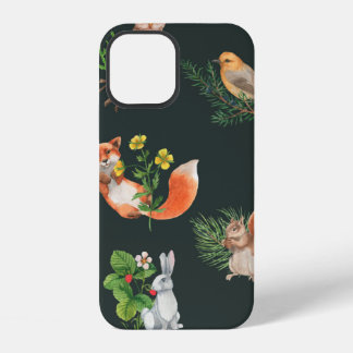 Funda Para iPhone 12 Patrón continuo dibujado a mano con bosque en acua