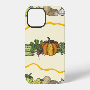 Funda Para iPhone 12 Patrón continuo dibujado a mano de verduras natura
