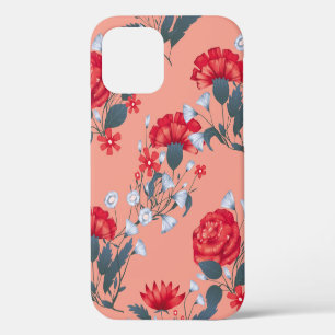 Funda Para iPhone 12 Patrón continuo diseño floral vintage con rosas.