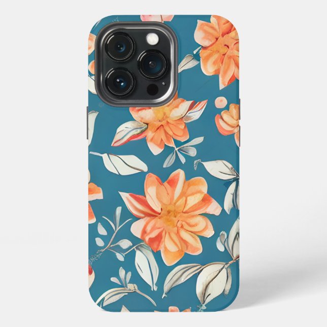 Funda Para iPhone Patrón continuo floral retro (Reverso )