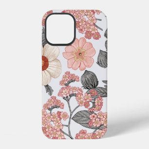 Funda Para iPhone 12 Patrón continuo. Hermosa tela floreciendo realis