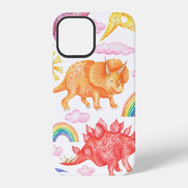 Funda Para iPhone Patrón continuo que representa dinosaurios de colo (Reverso )