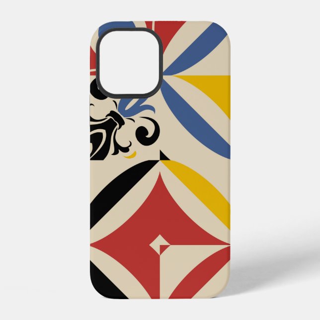 Funda Para iPhone Patrón continuo retro de formas geométricas simple (Reverso )