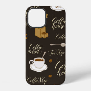 Funda Para iPhone 12 Patrón continuo sobre el tema del té y el café en