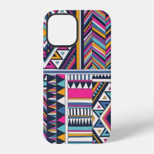 Funda Para iPhone 12 patrón continuo vintage tribal de colores retro. a