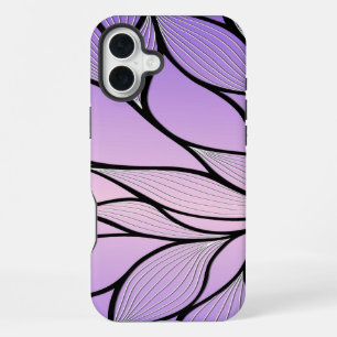 Funda Para iPhone 16 Plus Patrón creativo de hojas púrpura perlado
