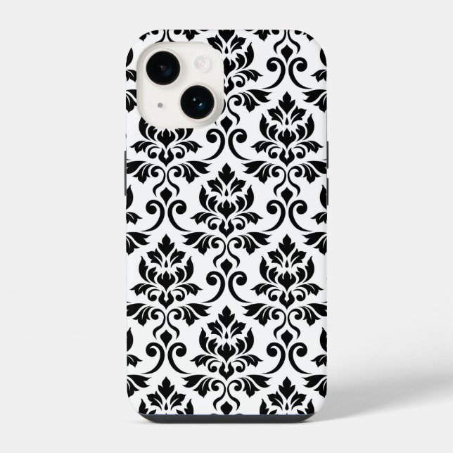 Funda Para iPhone Patrón Damask Lg Negro sobre Blanco (Reverso )