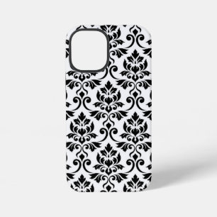 Funda Para iPhone 12 Mini Patrón Damask Lg Negro sobre Blanco