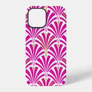 Funda Para iPhone 12 Pro patrón de abanico Art Deco - rosa menta