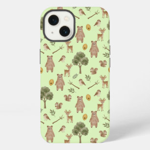 Patrón de Acuarela de Amigos Caprichosos del Bosqu