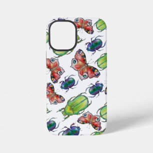 Funda Para iPhone 12 Mini Patrón de acuarela de escarabajos y mariposas