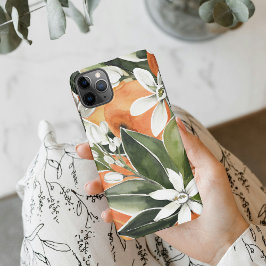Funda Para iPhone 11Pro Max Patrón de acuarela de Naranja tropical y flores