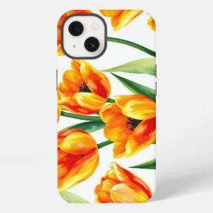 Patrón de acuarela de tulipanes vibrantes en amari