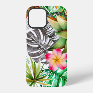 Funda Para iPhone 12 Patrón de acuarela sin fisuras de hojas tropicales