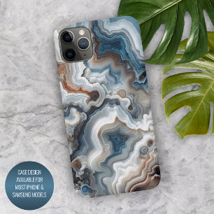 Funda Para iPhone 16 Pro Max Patrón de ágata de cuarzo azul marrón gris blanco