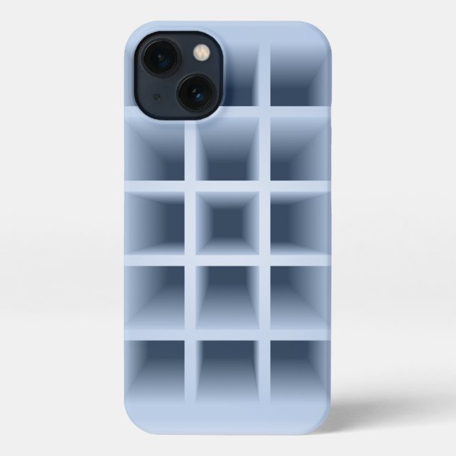 Funda Para iPhone Patrón de agujeros cuadrados azules (Reverso )