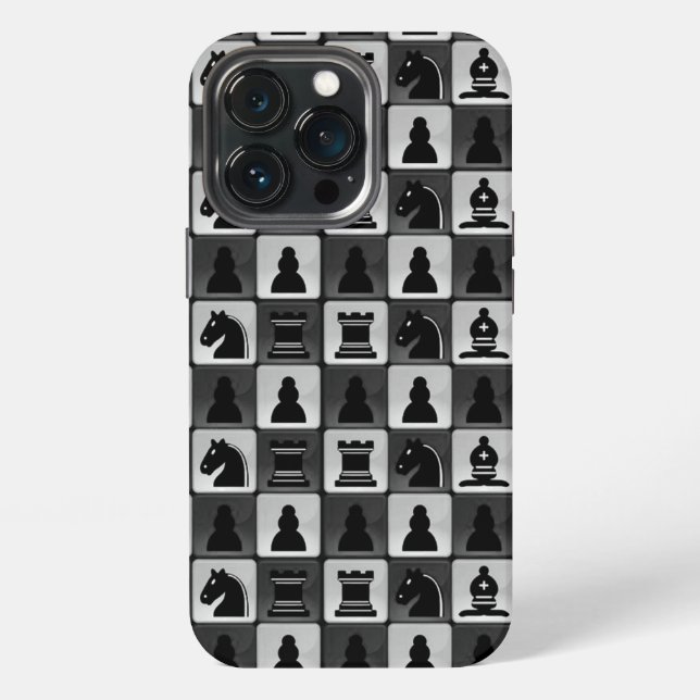 Funda Para iPhone Patrón de ajedrez monocromo   (Reverso )