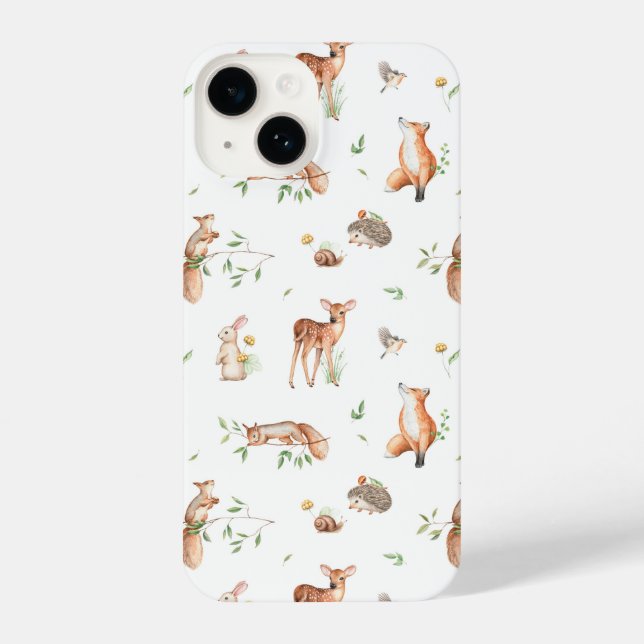 Funda Para iPhone Patrón de amigos animales de Woodland (Reverso )