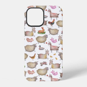 Funda Para iPhone 12 Patrón de animales de granja de acuarela linda