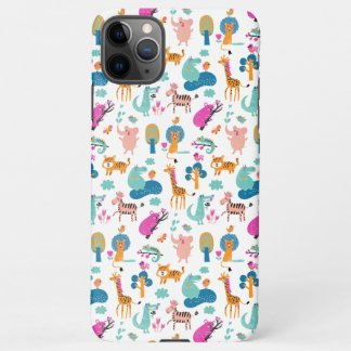 Funda Para iPhone 11Pro Max Patrón de animales de la jungla, suave y colorido