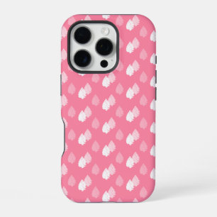 Funda Para iPhone 16 Pro Patrón de árbol de Navidad blanco rosado