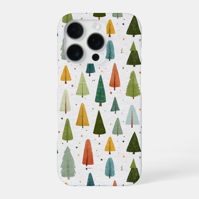 Funda Para iPhone Patrón de árbol de Navidad de estilo escandinavo c (Reverso)