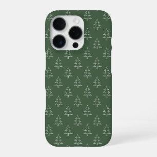 Funda Para iPhone 16 Pro Patrón de árbol de Navidad verde