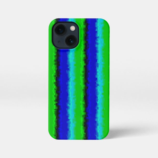 Funda Para iPhone Patrón de arco iris 3D abstracto de azul verde (Reverso )