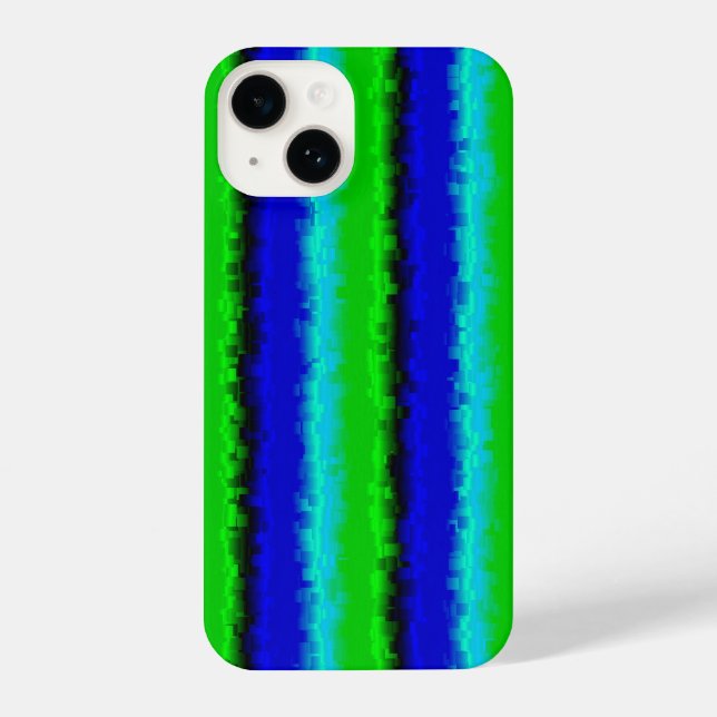 Funda Para iPhone Patrón de arco iris 3D abstracto de azul verde (Reverso )