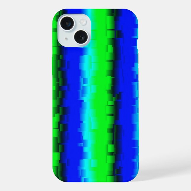 Funda Para iPhone Patrón de arco iris 3D abstracto de azul verde (Reverso )