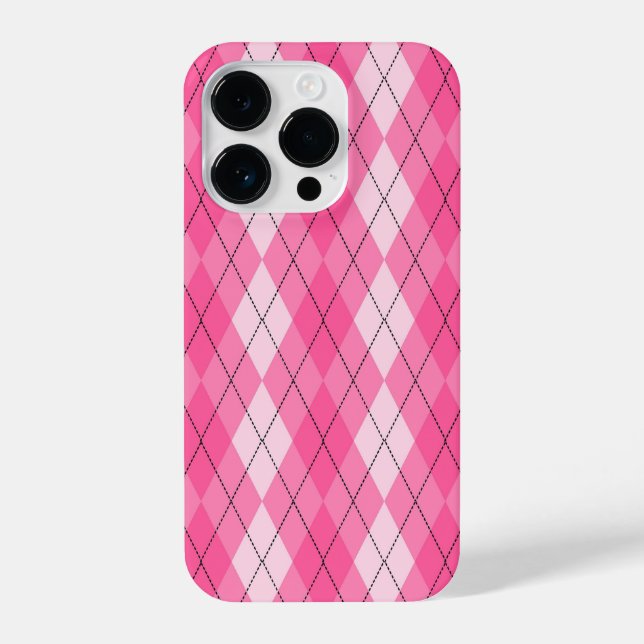 Funda Para iPhone Patrón de argyle rosado (Reverso )