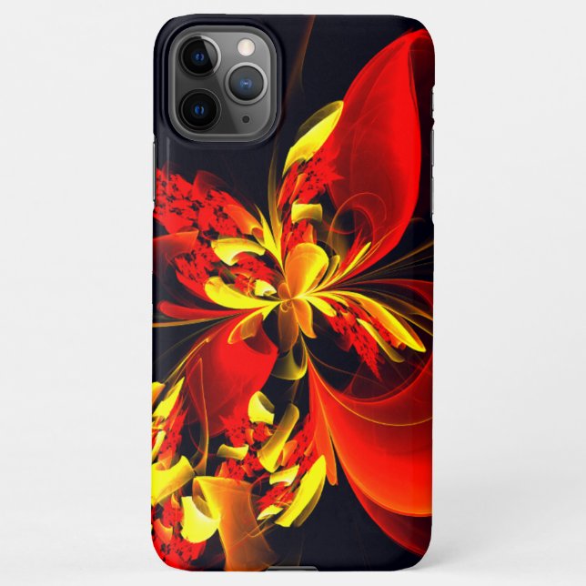 Funda Para iPhone Patrón de arte abstracto moderno floral amarillo r (Reverso)