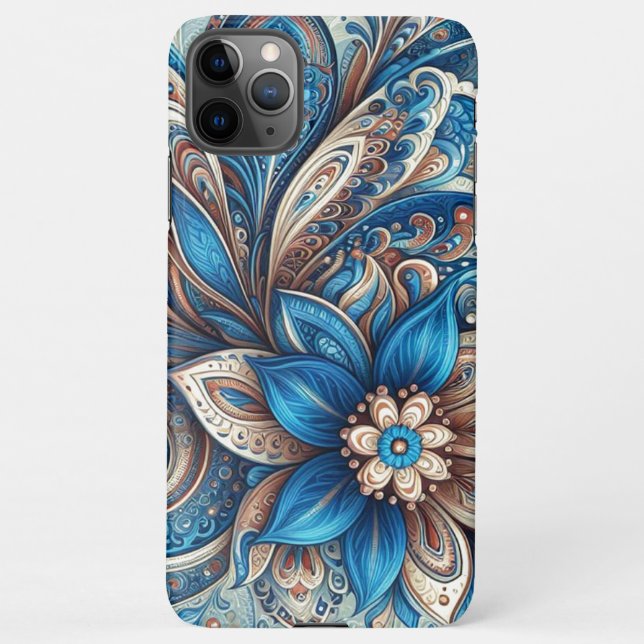 Funda Para iPhone Patrón de arte Aqua Verde azulado Azure Blue Beige (Reverso)