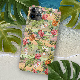 Funda Para iPhone 16 Pro Max Patrón de arte de acuarela floral de piña tropical
