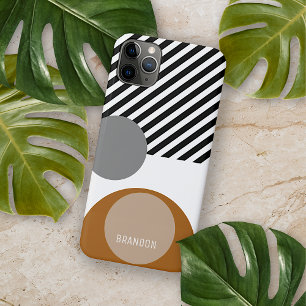 Funda Para iPhone 16 Pro Max Patrón de arte de círculos grises negros blancos m