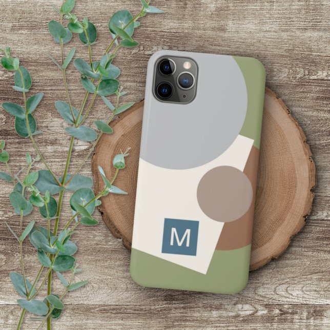 Funda Para iPhone Patrón De Arte De Ecru Marrón De Taupe Verde Retro (Subido por el creador)
