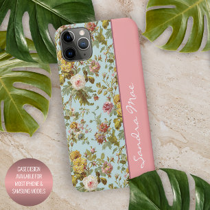 Funda Para iPhone 16 Pro Max Patrón de arte de flor de rosa rosa chic elegante