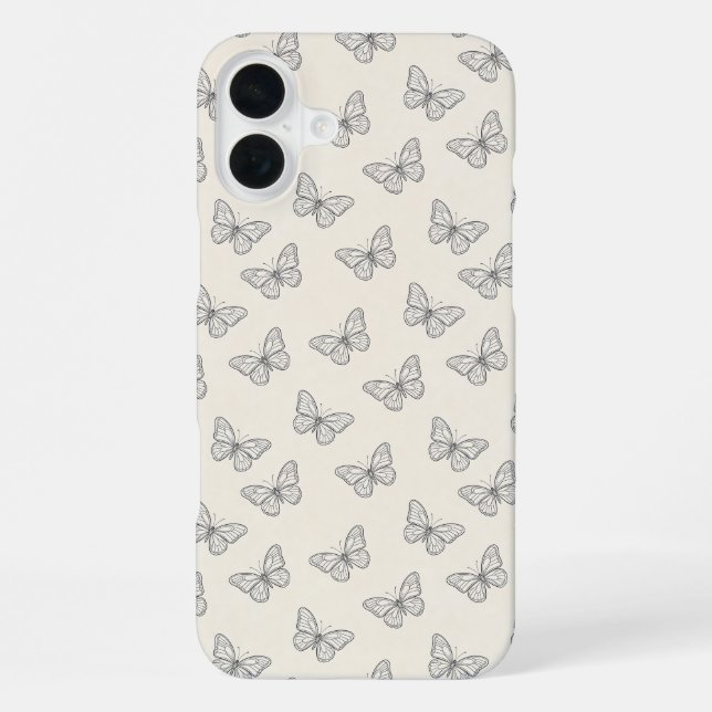 Funda Para iPhone Patrón de arte de línea de mariposa (Reverso )