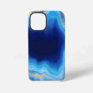 Funda Para iPhone 12 Mini Patrón de arte de mármol azul dorado azul claro