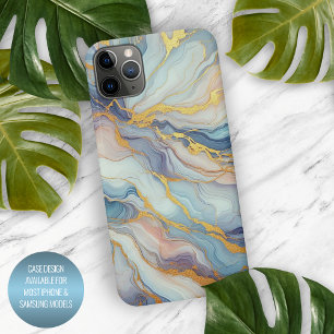 Funda Para iPhone 16 Pro Max Patrón de arte de mármol azul púrpura malva rosa d