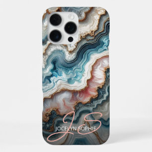 Funda Para iPhone 16 Pro Max Patrón de arte de mármol azul verde oscuro rosa do