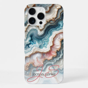 Funda Para iPhone 16 Pro Max Patrón de arte de mármol azul verde oscuro rosa do