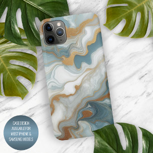 Funda Para iPhone 16 Pro Max Patrón de arte de mármol gris azul turquesa dorado