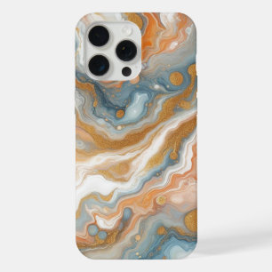 Patrón de arte de mármol naranja melocotón azul tu