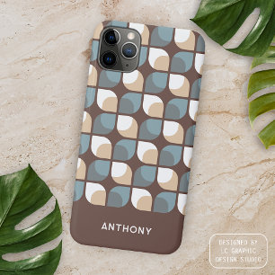 Funda Para iPhone 16 Pro Max Patrón de arte de mediados de siglo en marrón beig