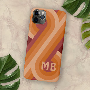 Funda Para iPhone 16 Pro Max Patrón de arte de mediados de siglo rojo granate o