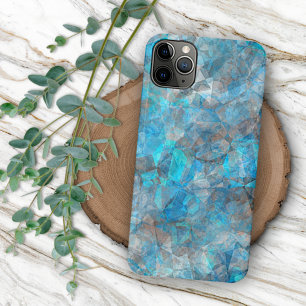 Funda Para iPhone 16 Pro Max Patrón de arte de mosaico de polígono gris azul tu